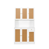 Freestanding Kitchen Pantry Cabinet Cupboard with 6 Doors, 1 Shelf and 1 Drawer, Wardrobe & Kitchen Cabinet, Craft Storage Cabinet for Bedroom Entryway Kitchen, 39.37”W x 15.35” D x 70.87”H, White