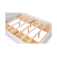 Full Size Bed Frame with 4 Storage Drawers, Wood Full Size Platform Bed with Storage Shelves Headboard, Full Storage Bed with Support Legs for Girls Boys, No Box Spring Needed, White