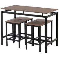 5-Piece Kitchen Counter Height Table Set, Industrial Dining Table with 4 Chairs for Dining Room, Kitchen, Dinette, Compact Space, Dark Brown