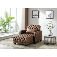 Living Room Sofa Modern Button Tufted Recliner Chair Sleeper Bed with Adjustable Backrest, Side Pocket, Cup Holders Lounge Chaise Chair Leisure Barry Sofa for Living Room, Brown