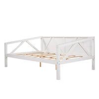 Full Size Daybed, Wood Daybed Frame with 8 Slats Support Dual-use Sofa Bed Platform Bed Frame with Under Bed Storage for Bedroom Living Room No Box Spring Needed, Easy Assembly, White