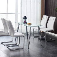 Dining Chairs Set of 4, Modern Dining Chairs with Faux Leather Padded Seat Upholstered High Back Diner Chair with Metal Legs for Kitchen, Living, Bedroom, Dining Room Armless Side Chair, White