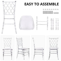 Clear Chairs, Modern Dining Chair Set of 4, Transparent Banquet Ghost Chair, 17.5" High Modern Accent Side Desk Chairs with Nets High-Back, Stacking Dining Chairs for Weddings, Banquets, Events