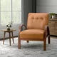 PU Leather Accent Chair, Mid-Century Modern Armchair with Solid Wood Legs, Reading Leisure Chair with High Back, Upholstered Living Room Chairs for Bedroom Waiting Room Sunroom, Camel