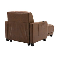 Living Room Sofa Modern Button Tufted Recliner Chair Sleeper Bed with Adjustable Backrest, Side Pocket, Cup Holders Lounge Chaise Chair Leisure Barry Sofa for Living Room, Brown