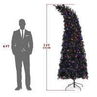 6FT Bendable Artificial Fir Christmas Tree, Halloween Christmas Tree with 400 LED Lights 10 Functions with Remote, 1050 Branches, Grinch Style Hinged Fraser Fir X-mas Tree, for Indoor (Purple/Orange)