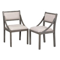 Dining Chairs Set of 2, Retro Upholstered Dining Chairs with Solid Wood Frame and Curved Armrest, Mid-Century Accent Chairs Side Chairs with Hollow Back for Living Room Bedroom Kitchen, Gray