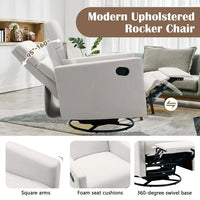 Gliding Recliner Rocker,360°Swivel Glider Modern Nursery Glider, Recliner Chair Upholstered Plush Seating Glider,Swivel Glider Nursery Chair Reclining Sofa Chair for Living Room,Beige