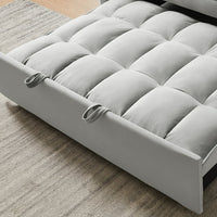 3 in 1 Pull Out Sleeper Sofa Bed,Tufted Velvet Convertible Loveseat Futon Sofa with Adjustable Backrest, Lounge Armchair Sofa with Lumbar Pillows and Side Pockets for Living Room,Gray