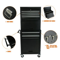 6-Drawer Rolling Tool Chest with Wheels, High Capacity Tool Box with Removable Casters Locking Mechanic Tool Cart Detachable Large Storage Cabinet Organizer for Workshop Warehouse, Black