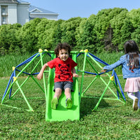 Climbing Dome, Kids Climbing Dome with Slide Set Jungle Gym for 1+ Years Old, 6ft Geometric Playground Dome Climber Play Equipment with 4.6ft Wave Slide, Rust & UV Resistant Steel Supporting 800 LBS
