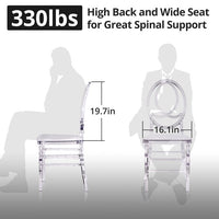 Clear Chairs, Modern Dining Chair Set of 4, Transparent Banquet Ghost Chair, 17.5" High Modern Accent Side Desk Chairs with Oval High-Back, Stacking Dining Chairs for Weddings, Banquets, Events