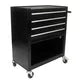 Multifunctional Rolling Tool Cart, Tool Cart with 4 Drawers, Storage Space on Bottom, Lockable Wheels, Mobile Workshop Tool Trolley for Mechanic, Warehouse, Garage, Workshop (Black)