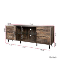 TV Stand for TV up to 70",Mid-Century Wood TV Console Media Cabinet with Cabinet Door & Open Shelf,Modern Entertainment Center Adjustable Storage Cabinet for Living Room Bedroom,Espresso