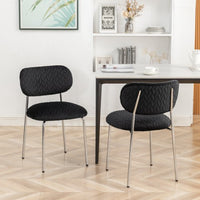 Dining Chairs Set of 2, Mid Century Modern Upholstered Side Chairs with Metal Legs, Accent Kitchen Chair with Soft Velvet Seat Backrest for Living Room Chair for Vanity, Makeup, Leisure, Black
