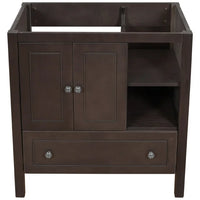 30" Bathroom Vanity Without Sink, Bathroom Vanity Cabinet Base Only, Freestanding Bath Vanity with Soft Close Doors and Drawer, Solid Wood Frame Bathroom Cabinet with Adjustable Shelf, Brown