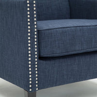 Morden Accent Chair, Upholstered Single Sofa Chair with Soft Pad, Polyester Armchair with Sturdy Wood Frame for Relaxing, Leisure Single Sofa with Highback for Bedroom Living Room Office, Blue