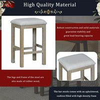 Dining Table Set for 3,Multipurpose Home Kitchen Dining Bar Table Set with 3 Upholstered Stools,Home Kitchen Furniture,4 Piece Dining Sets,Natural Wood Wash