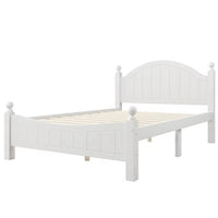 Full Size Platform Bed, Solid Wood Bed Frame with Traditional Headboard and Solid Legs, Full Bed Frame with Sturdy Slats Support for Kids Adults Bedroom, No Box Spring Needed, White