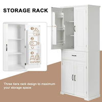 Bathroom Cabinet with Doors and Drawer,Floor Cabinet with Multiple Storage Space and Adjustable Shelf,Wooden Storage Cabinet for Home Office Living Room Bathroom Bedroom,White