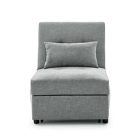 Ottoman Sofa Bed, 4 in 1 Multi-Function Folding Sleeper Couch Bed with Large Pockets and Pillow, Modern Convertible Chaise Lounge Chair with Adjustable Backrest for Living Room Small Apartment, Gray