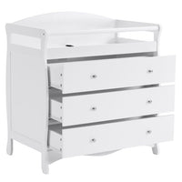 3 Drawers Changing Table,Baby Wooden Bed Nursing Table With Seat Belt and Rails,Infant Diaper Changing Station for Bedroom,Nursery,White