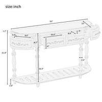 52"Retro Circular Curved Storage Console Table,Half Moon Entryway Table with 4 Drawers and Bottom Shelf, Sofa Table Hallway Table for Living Room, Hallway,Kitchen
