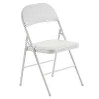 6pcs Folding Chairs with Padded Seats, Fold up Event Chair, Portable Stackable Commercial Chairs with Iron Frame, 330lbs Weight Capacity, for Convention & Exhibition, White