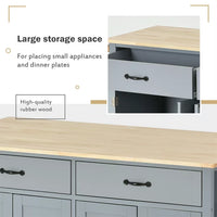 Kitchen Island Cart Kitchen Island on Wheels with Spice Rack, Towel Rack and 2 Drawers, Rolling Mobile Kitchen Island with 4 Door Storage Cabinets and Solid Wood Top, Gray
