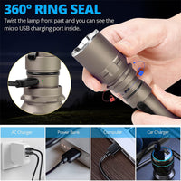 LED Flashlights, Rechargeable Flashlights 744 High Lumens, IPX8 Waterproof Aluminum Tactical Flashlights, Bright Small Flash Light for Outdoor/Camping/Hiking, 3500mAh Japan SANYOO Battery, USB Cable
