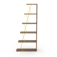 Modern 5-Tier Bookshelf Wood Bookcase, Narrow Ladder Organizer Shelf Book Storage Shelf for Living Room, Home Office