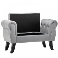 40"Storage Bench for Bedroom,End of Bed Bench with Rolled Arms,Velvet Button Tufted Storage Bench Sofa Stool with Nailhead,Long Storage Bench Ottoman Bench for Entryway Living Room,Light Gray