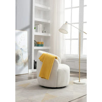 Sherpa Teddy Swivel Accent Chair, 360° Swivel Round Armchair with Ergonomic Back,Upholstered Lounge Single Sofa Chair for Living Room Bedroom,Lounge,Hotel,,Club,Office,Ivory