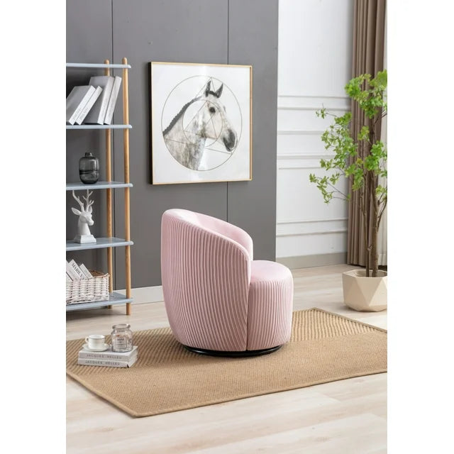 Swivel Accent Barrel Chair for Living Room Velvet Fabric Swivel