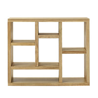 7-Cube Bookcase, Modern Freestanding Storage Organizer Bookshelf, Wooden Open Shelf Bookcase for Bedroom,Living Room,Entryway,Office, Natural