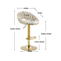 TRIPLE TREE 2-Piece Swivel Bar Stools, Counter Height Bar Chairs with Footrest and Adjustable Metal Leg, Modern Dining Chairs with Tufted Backrest for Living Room, Pub, Kitchen, Ivory