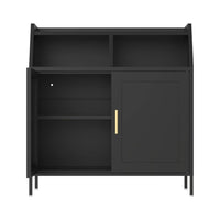 Metal Sideboard Buffet Cabinet,Kitchen Storage Cabinet with Adjustable Shelves and Doors,Modern Sideboard Buffet Table for Living Room Kitchen Dining Room,Black