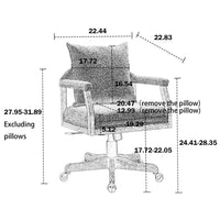 Swivel Home Office Chair, Boucle Fabric 360° Swivel Computer Chair with Pillow and Wooden Legs, Height Adjustable Vanity Chair Desk Chair Armchair for Office Bedroom Dorm, Emerald