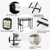 Twin Loft Bed with Desk and Shelves for Teens Adult, Loft Bed Frame with 2 Built-in Ladders, 12.2" H Safety Guardrail,Noise Free, No Box Spring Needed, 79.53”L x 42.13”W x 72.01”H