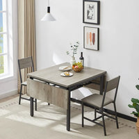 Drop Leaf Kitchen Table for 2-6 People, Small Folding Dining Table with Storage Rack and 1.2 Inches Thick Table Top, Extendable Dining Table for Apartment, Small Spaces, Grey