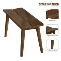 Rubber Wood Dining Table Set with 2 Benches, 3-Piece Modern Kitchen Table Set with Sleek Wood Board for 4, Simple Space Saving Dinette Set of 3, Scratch and Wear Resistant, Walnut