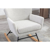 Rocking Accent Chair,Upholstered Glider Rocker Chair with Fabric Padded Seat and Solid Wood Base,High-Backrest Armchair Side Chair,Comfortable Nursery Chair for Living Room Bedroom Office,Oyster Grey