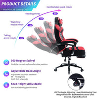 Swivel Office Chair, Ergonomic Video Game Chair with Headrest and Adjustable Back, Seat Height Adjustable Computer Chair with Metal Base, Racing Style Task Chair for Home, Office, Gaming, Red