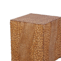 Concrete Stool End Table, Outdoor Faux Wood Stump Side Table Coffee Table, Narrow Side Table, End Table Accent Table for Living Room Bedroom Patio Home Decor, Yellow Brown