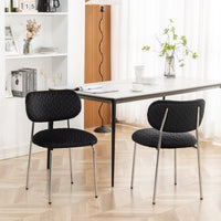 Dining Chairs Set of 2, Mid Century Modern Upholstered Side Chairs with Metal Legs, Accent Kitchen Chair with Soft Velvet Seat Backrest for Living Room Chair for Vanity, Makeup, Leisure, Black