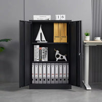 42" Metal Storage Cabinet with 2 Locking Doors and Adjustable Shelf,Lockable File Cabinet,Storage Locker Cabinet for Home Office,School,Garage, Black