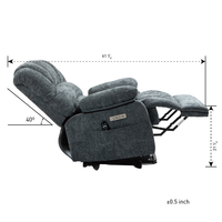 Power Lift Recliner Chair with Massage and Lumbar Heating for Elderly, 23" Seat Width and High Back Large Chenille Reclining Sofa with USB Charge Port & Dual Side Pockets for Living Room, Blue-gray