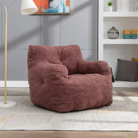 Bean Bag Chair for Adults and Kids, Bean Bag Chair with Arms, Comfy Accent Bean Bag Chair, Lazy Sofa Couch with Teddy Fabric for Living Room, Bed Room and Office, Bean Paste Red