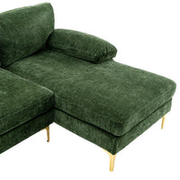 U-Shaped Sectional Sofa, Modern Large Accent Sofa, 110" Extra Wide 4-6 Seats Sofa with Chaise Lounge and Golden Legs, Modular Sofa Couches for Living Room Office, (Green)