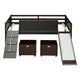 Twin Loft Bed for Kids Toddlers,Wood Low Loft Bed with 2 Storage Boxes,Slide,Chalkboard and Climbing Frame,Multifunctional Loft Bed Frame with Underbed Space and Slats Support for Girls Boys,Espresso